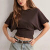 Summer Batwing Sleeve T-shirt Ins Fashion Round Neck Pullover Short-sleeved Tops