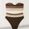 Women's Two-piece Coffee Colored Bikini Swimsuit Strapless Fashion Quick Drying