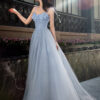 Graduation Banquet Performance With Blue Suspender Evening Dress