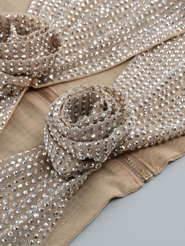 Flower Decoration Elegant Rhinestone Dress
