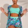 High-end Multi-color Printed Three-piece Bikini Women's Swimsuit