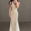 Heavy Industry Pearl Banquet Fishtail Evening Dress