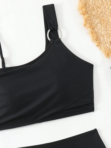 Women's Minimalist Asymmetrical Split Style Quick Drying Bikini Swimsuit