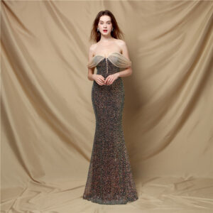 Women's Elegant Banquet Classic Mermaid Velvet Evening Dress