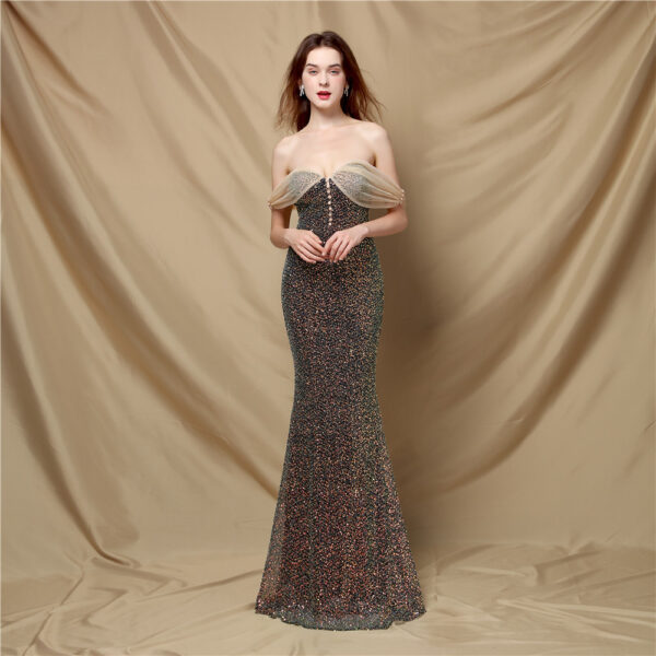 Women's Elegant Banquet Classic Mermaid Velvet Evening Dress