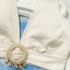 Ladies' White Split Beach Bikini Swimwear With Shell Embellishment
