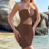 Womens Cross-Tie Hollowed-Out Bodycon Sexy Dress