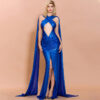 Split lace-up mop evening dress