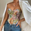 Y2K Floral Print Tube Vest Top With Back-tied Design INS Fashion Crop Corset Tank