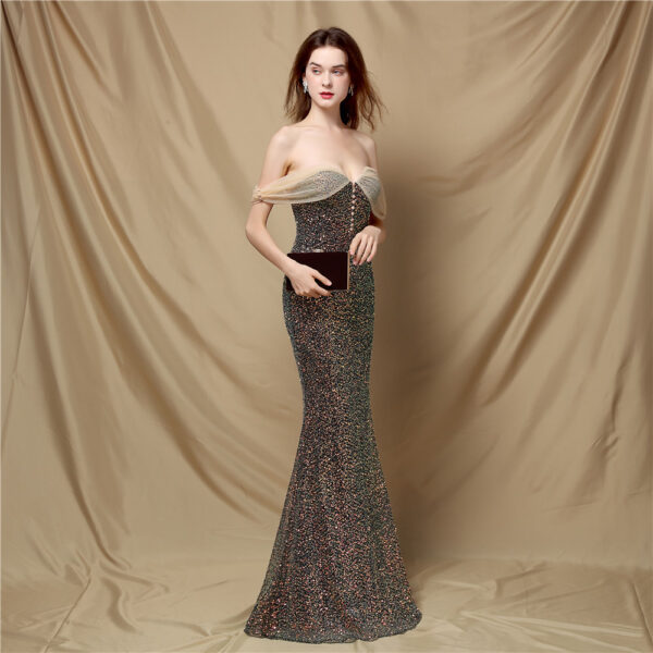 Women's Elegant Banquet Classic Mermaid Velvet Evening Dress