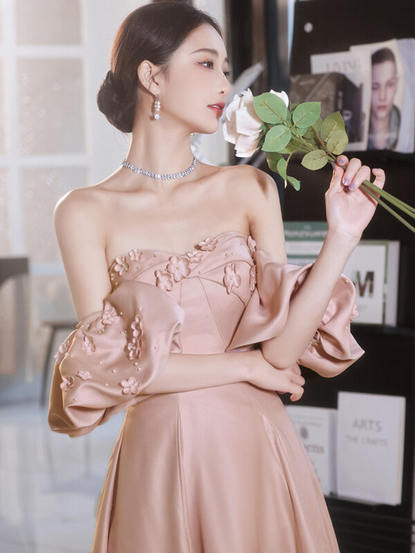 Tube Top Ladies Banquet Long Host Art Examination Evening Dress