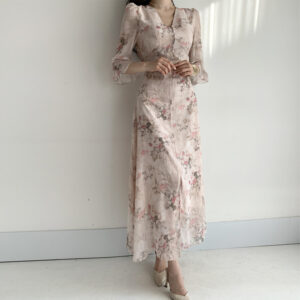 Elegant Waist Slimming Long Dress