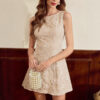 Floral Jacquard Sleeveless Dress French Minimalist Style Women's Summer Dress