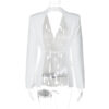 Sexy White Backless Blazer