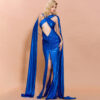 Split lace-up mop evening dress