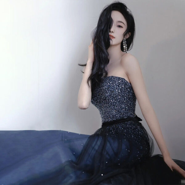 Light Luxury Minority Performance Strapless Dress Host