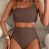Women's Minimalist Asymmetrical Split Style Quick Drying Bikini Swimsuit