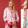 christmas santa print pajama set women festive loungewear outfit