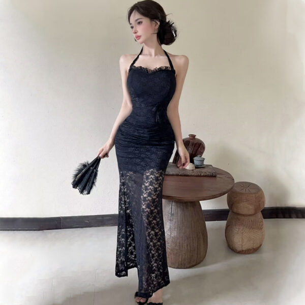 Pure Desire Style Lace Halter Dress Female Summer Light Luxury