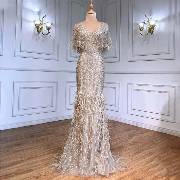 womens-fashion-single-sleeve-evening-dress