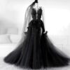 Black Lace Slimming Elegant Catwalk Banquet Evening Dress