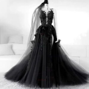 Black Lace Slimming Elegant Catwalk Banquet Evening Dress