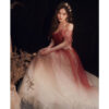 Burgundy Toast Bridal Shoulder Evening Dress