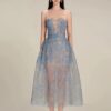 Three-dimensional Flower Sequins See-through Heavy Industry Tube Top Light Luxury Dress