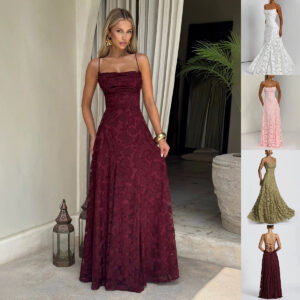 slim fit backless lace up maxi dress women elegant evening wear,