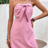 Women's Solid Color Strappy Bow Evening Dress