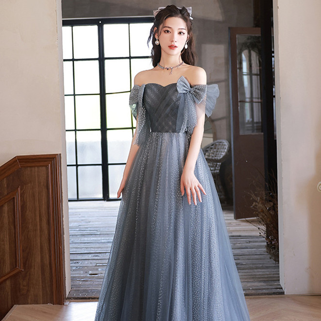 blue-evening-dress-womens-banquet-high-end-affordable-luxury-fairy-high-end