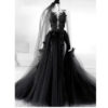 Black Lace Slimming Elegant Catwalk Banquet Evening Dress
