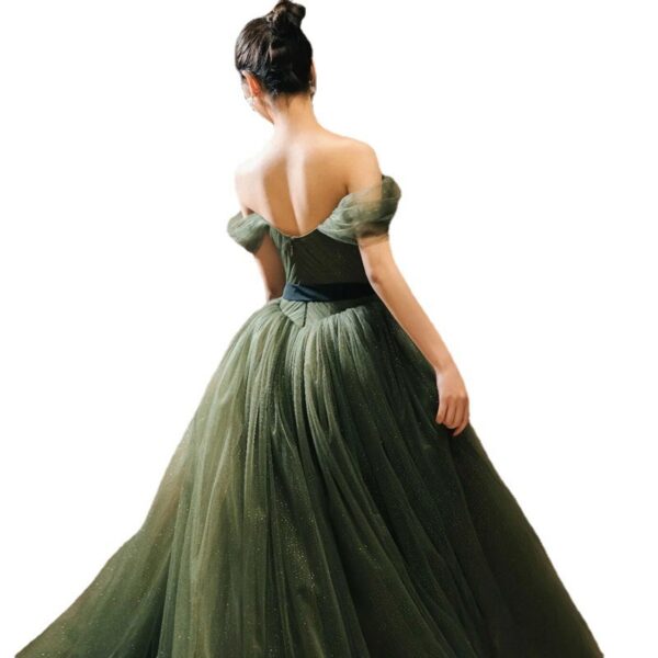 Banquet Evening Dress New Green Off-shoulder
