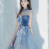 Blue Evening Dress Elegant Socialite