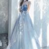 Blue Evening Dress Elegant Socialite
