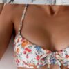 Ladies' Fresh Floral Style Quick Drying Bikini Swimsuit For Beach Leisure