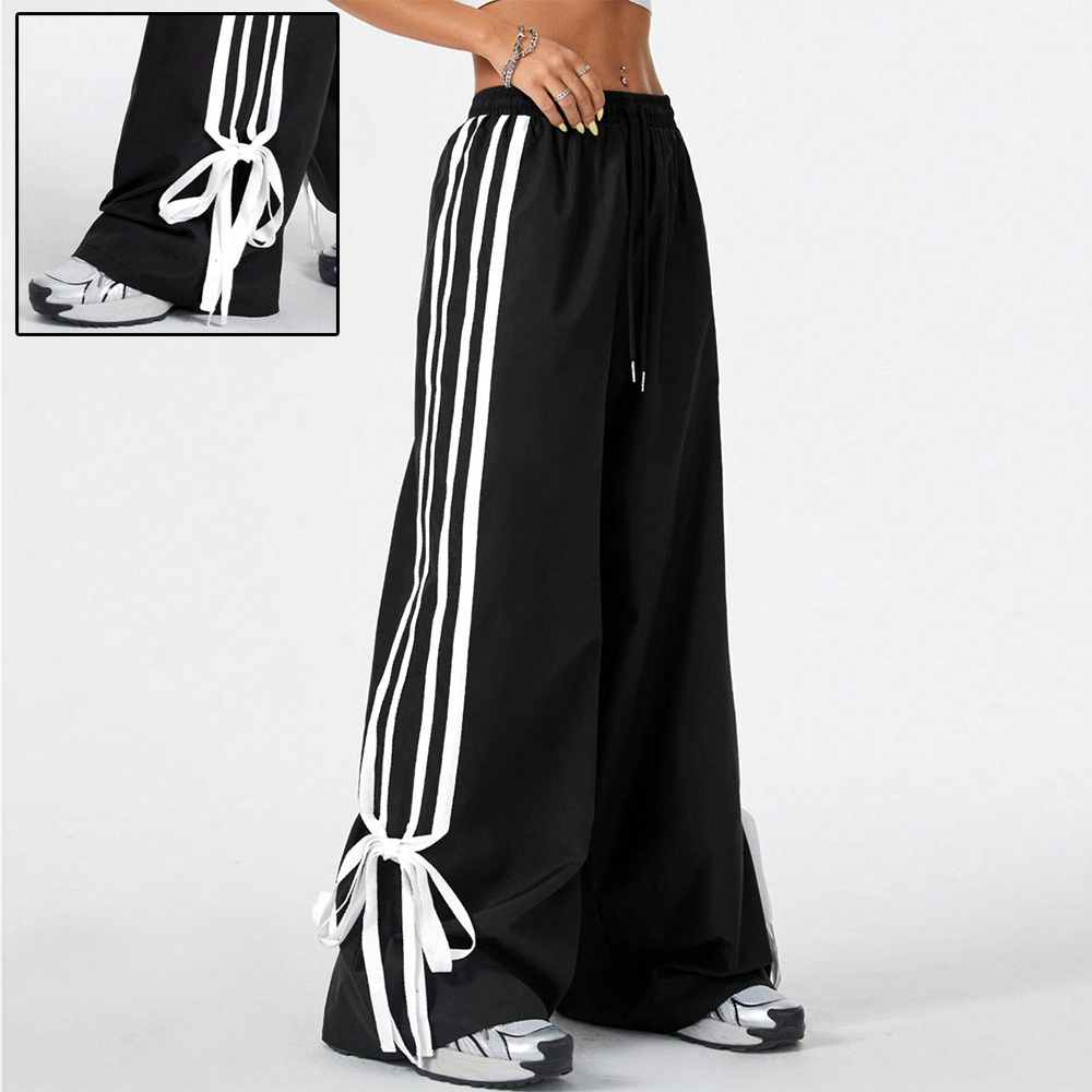 women drawstring cuffed sports trousers relaxed fit casual outfit