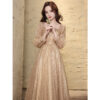 Women's Banquet Temperament Long Golden Evening Dress