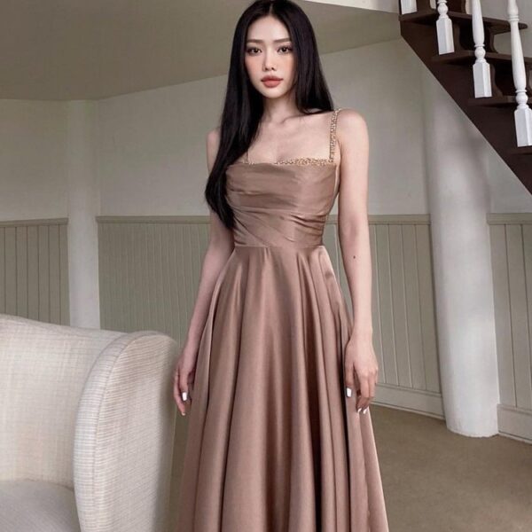 Women's Satin French Light Luxury Suspender Dress