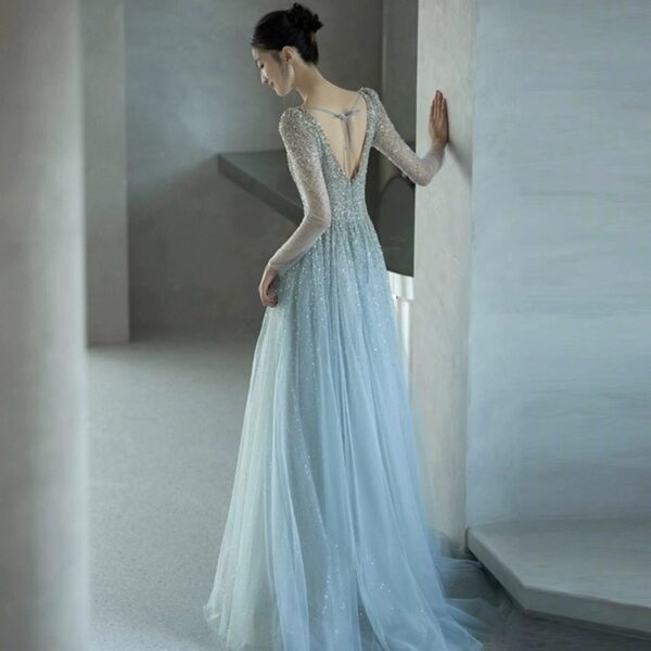 Light Luxury Minority Banquet Silver Paillette Toast Dress Bride's High Sense