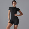 Summer Zipper Short-sleeved Bodysuit Women Sports Clothing