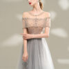 Ladies Evening Dress Gray Long Banquet Temperament