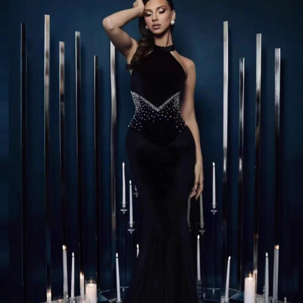 Evening Dress Rhinestone Banquet Bandage Fishtail Dress