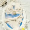 Ladies' White Split Beach Bikini Swimwear With Shell Embellishment