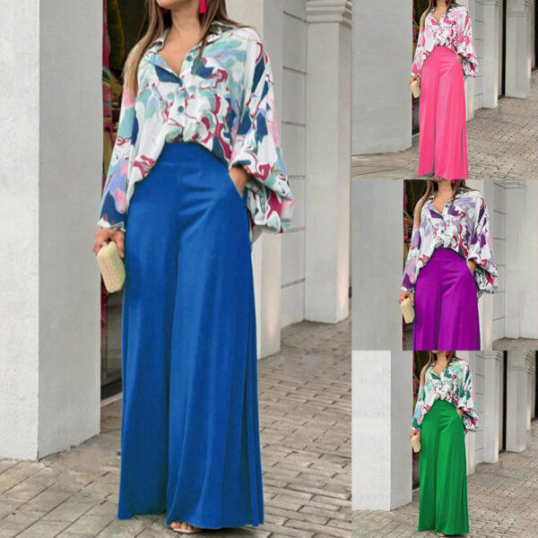 women printed wide leg pants trendy flowy palazzo trousers