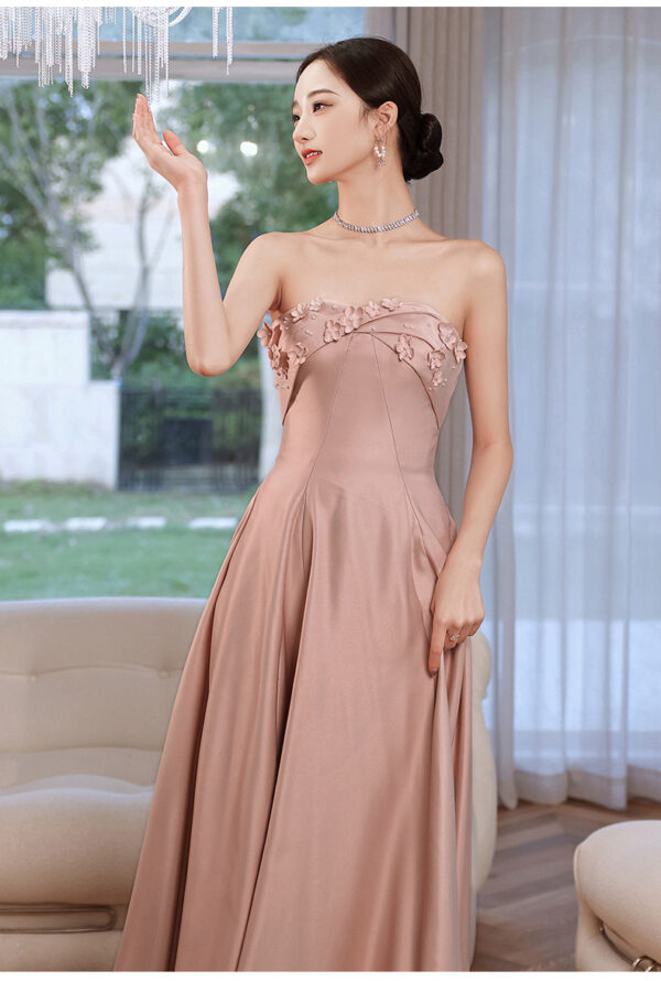 Tube Top Ladies Banquet Long Host Art Examination Evening Dress