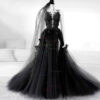 Black Lace Slimming Elegant Catwalk Banquet Evening Dress