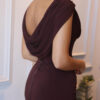 Brown Swoosh Collar Sleeveless Maxi Dress