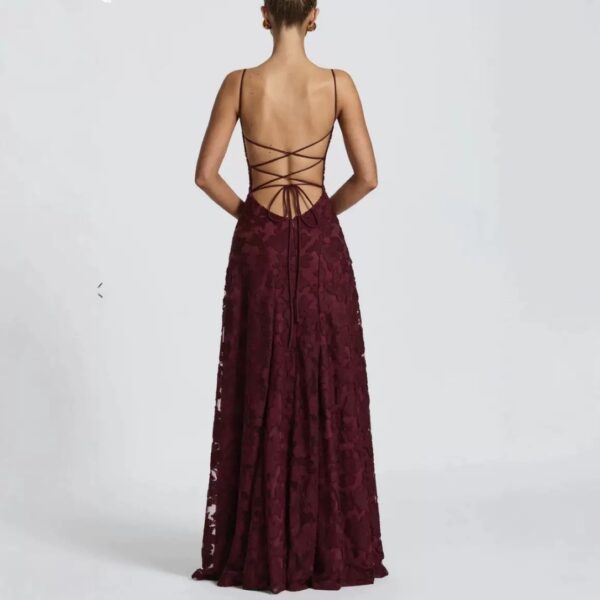 84f1dc24-0f0e-4c54-99d3-6046c3aaf674.jpg Slim-fit Sling Backless Lace Up Design Dress