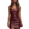 PU Leather Spice Tube Top Slip Bodycon Dress